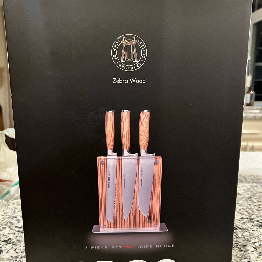Zebra Wood Knife Set with Block